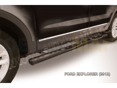 Пороги труба с накладками 76 мм чёрная для Ford Explorer № FEX005B