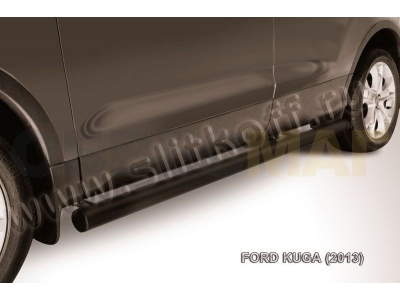 Пороги труба 76 мм чёрная для Ford Kuga № FKG13-006B