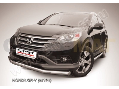 Защита переднего бампера 76 мм серебристая Slitkoff для Honda CR-V 2012-2015
