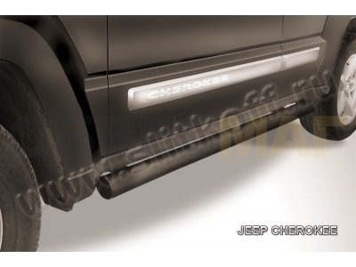 Пороги труба 76 мм чёрная Slitkoff для Jeep Cherokee 2014-2018