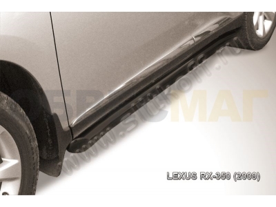 Пороги труба 76 мм с гибами чёрная Slitkoff для Lexus RX-270/350/450 2009-2012