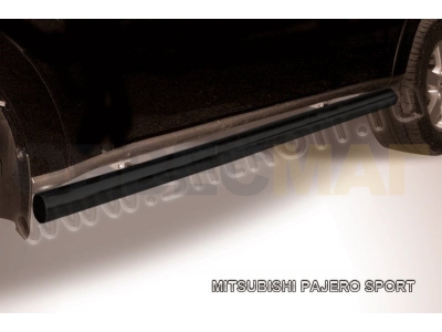 Пороги труба 76 мм чёрная для Mitsubishi Pajero Sport № MPS008B