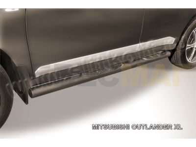 Пороги труба с накладками 76 мм чёрная для Mitsubishi Outlander № MXL008B