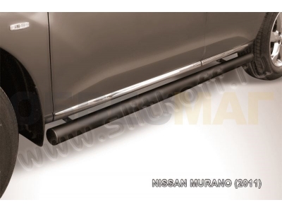 Пороги труба 57 мм чёрная Slitkoff для Nissan Murano 2010-2016