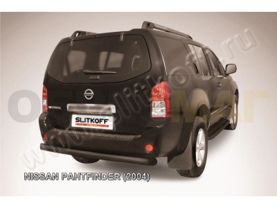 Защита заднего бампера 76 мм чёрная Slitkoff для Nissan Pathfinder 2004-2009