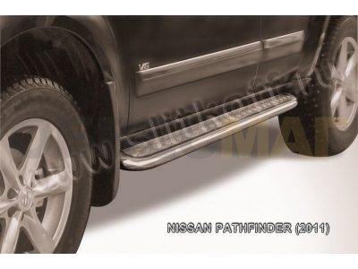 Пороги с площадкой алюминиевый лист 57 мм для Nissan Pathfinder № NIP11-005