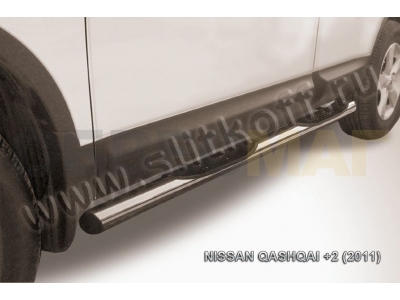 Пороги труба с накладками 76 мм серебристая для Nissan Qashqai +2 № NIQ211-005S