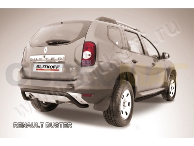 Защита заднего бампера 57 мм скоба чёрная Slitkoff для Renault Duster 2011-2015