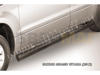 Пороги труба с накладками 76 мм чёрная для Suzuki Grand Vitara № SGV12004B