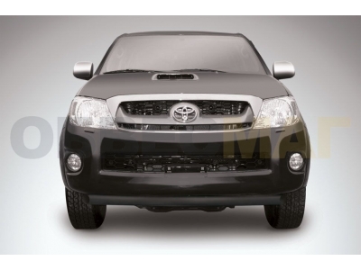 Защита переднего бампера 57 мм радиусная чёрная Slitkoff для Toyota Hilux 2011-2015
