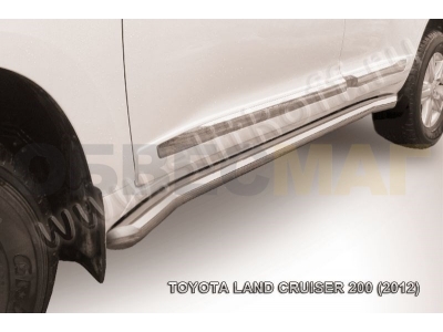 Пороги труба 76 мм с гибами серебристая для Toyota Land Cruiser 200 № TLC2-12-014S