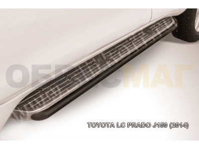 Защита штатных порогов 42 мм чёрная Slitkoff для Toyota Land Cruiser Prado 150 2013-2017