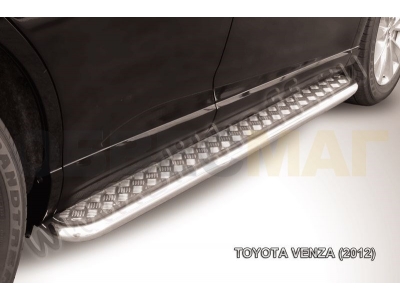Пороги с площадкой алюминиевый лист 57 мм усиленные для Toyota Venza № TVEN008