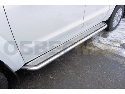 Пороги с площадкой алюминиевый лист 57 мм усиленные для Volkswagen Amarok № VWAM16-005
