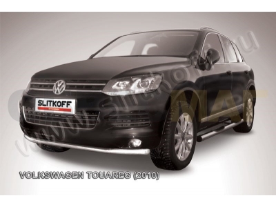 Защита переднего бампера 57 мм серебристая для Volkswagen Touareg № VWTR-005S