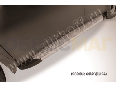 Пороги алюминиевые Slitkoff Optima Silver для Honda CR-V № AL-HCRV13002