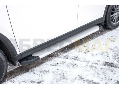 Пороги алюминиевые Slitkoff Optima Silver для Mazda CX-5 № AL-MZCX17502