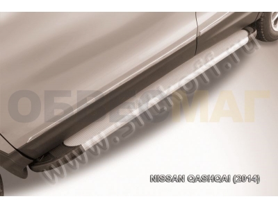Пороги алюминиевые Slitkoff Optima Silver для Nissan Qashqai 2014-2021