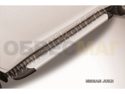 Пороги алюминиевые Slitkoff Optima Silver для Nissan Juke № AL-NJ002