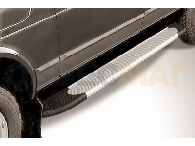 Пороги алюминиевые Slitkoff Optima Silver для Нива ВАЗ 2131 № AL-Nivd002
