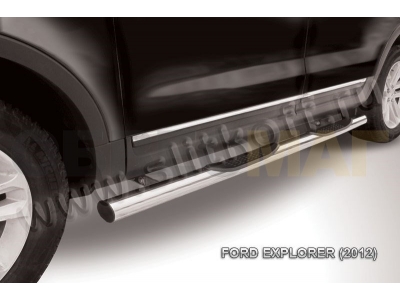 Пороги труба с накладками 76 мм серебристая для Ford Explorer № FEX005S