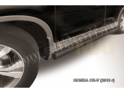 Пороги труба 76 мм чёрная Slitkoff для Honda CR-V 2012-2017