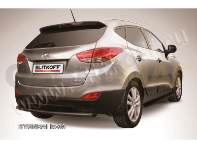 Защита заднего бампера 57 мм чёрная Slitkoff для Hyundai ix35 2010-2015