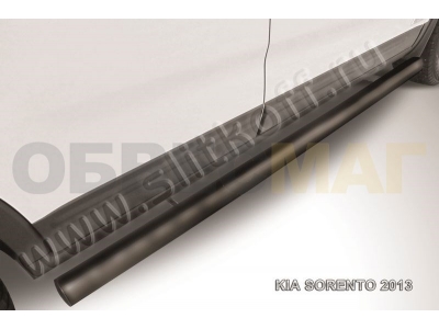 Пороги труба 76 мм чёрная для Kia Sorento № KS13-007B