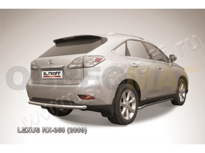 Защита заднего бампера 57 мм серебристая Slitkoff для Lexus RX-270/350/450 2009-2012