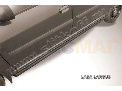 Пороги труба 42 мм чёрная Slitkoff для Lada Largus 2012-2021