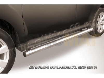 Пороги труба с накладками 76 мм серебристая для Mitsubishi Outlander № MXL008S