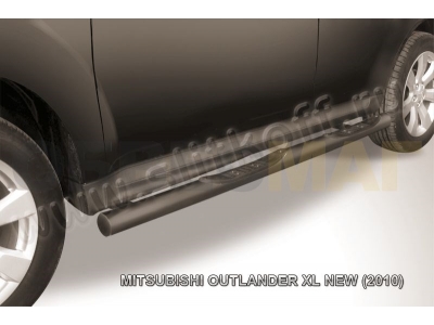 Пороги труба с накладками 76 мм чёрная для Mitsubishi Outlander XL № MXL10-007B