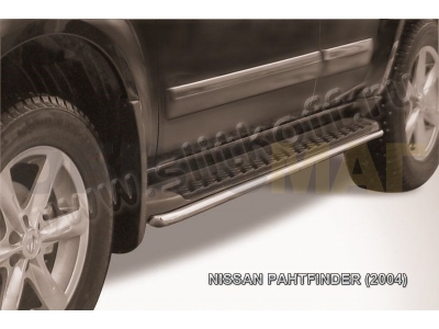 Защита заднего бампера 76 мм серебристая для Nissan Pathfinder № NIP011S