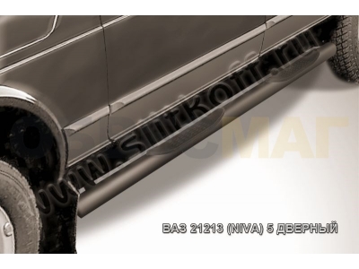 Пороги труба с накладками 76 мм чёрная для Нива ВАЗ 2131 № Nivd005B
