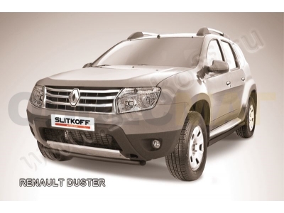 Защита переднего бампера 42 мм чёрная Slitkoff для Renault Duster 2011-2015