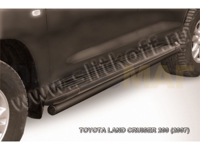 Защита штатных порогов 57 мм чёрная для Toyota Land Cruiser 200 № TLC2-019B