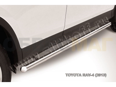 Пороги труба 57 мм серебристая для Toyota RAV4 № TR413-006S