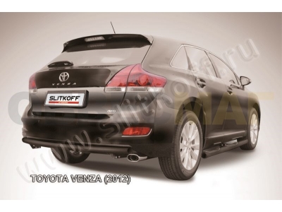 Защита заднего бампера 57 мм радиусная чёрная Slitkoff для Toyota Venza 2012-2017