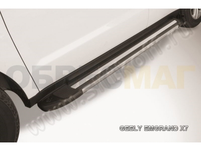 Пороги алюминиевые Slitkoff Luxe Black для Geely Emgrand X7 № AL-GEX7003