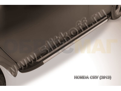 Пороги алюминиевые Slitkoff Luxe Black для Honda CR-V № AL-HCRV13003
