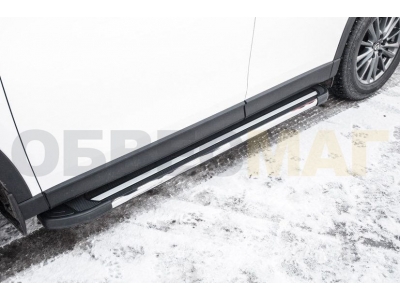 Пороги алюминиевые Slitkoff Luxe Black для Mazda CX-5 № AL-MZCX17503