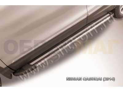 Пороги алюминиевые Slitkoff Luxe Black для Nissan Qashqai 2014-2021