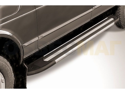Пороги алюминиевые Slitkoff Luxe Black для Нива ВАЗ 2131 № AL-Nivd003