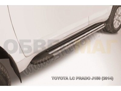 Пороги алюминиевые Slitkoff Luxe Black для Toyota Land Cruiser Prado 150 № AL-TOP14003