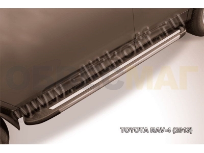 Пороги алюминиевые Slitkoff Luxe Black для Toyota RAV4 № AL-TR413003