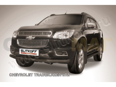 Защита переднего бампера 76 мм чёрная Slitkoff для Chevrolet TrailBlazer 2013-2018