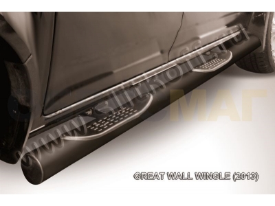 Пороги труба с накладками 76 мм чёрная для Great Wall Wingle № GWWIN-005B