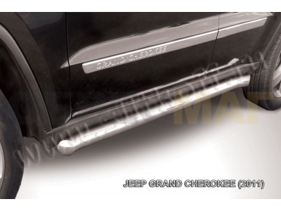 Пороги труба 57 мм с гибами серебристая для Jeep Grand Cherokee № JGCH006S