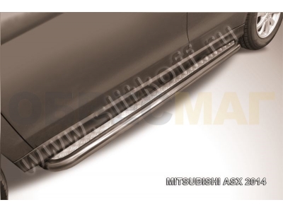 Пороги с площадкой алюминиевый лист 42 мм усиленные для Mitsubishi ASX № MAS14-011