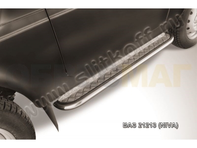 Пороги с площадкой алюминиевый лист 42 мм усиленные для Нива ВАЗ 2121 № Niv007
